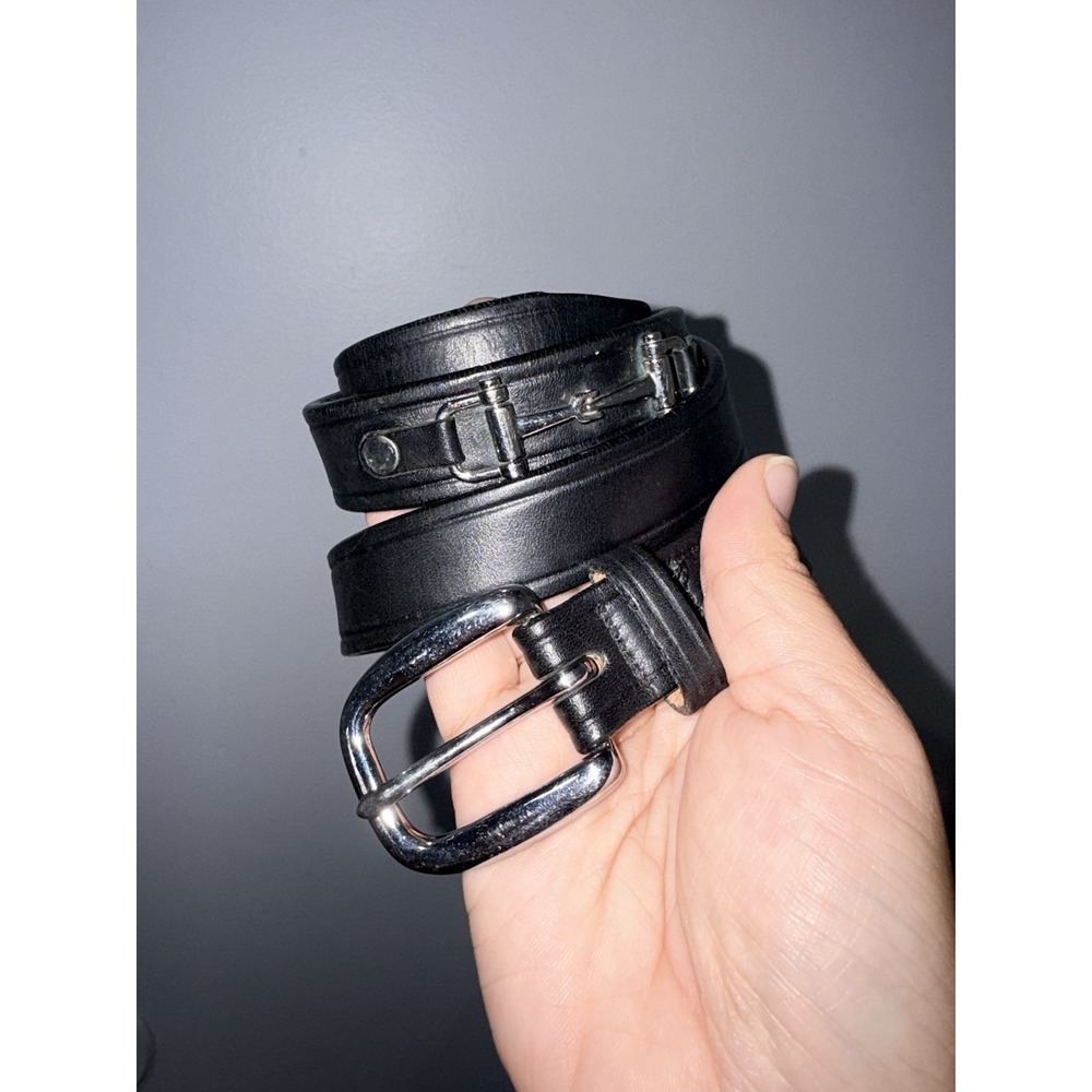 Equestrian Tory English Bridle Leather Bit Belt - Size 30 - Black Silver